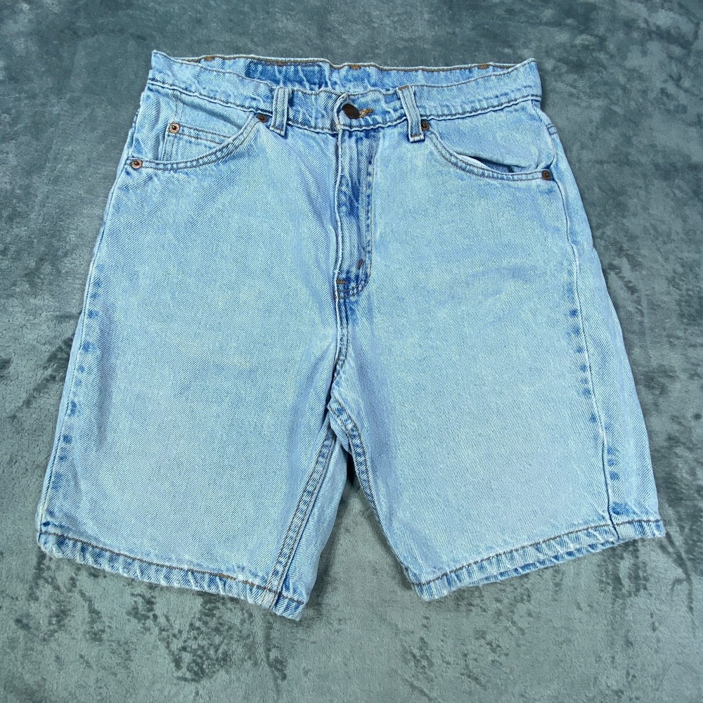Vintage Levis 505 Jean Shorts 30 Blue Light Wash Orange Tab Jorts 90s Stone